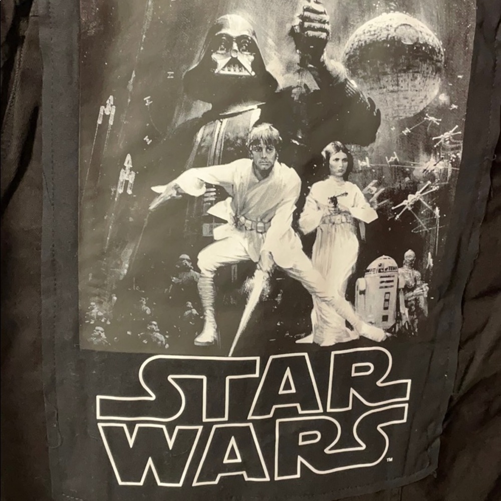 Star Wars Luke Leia Darth black denim jacket Size M - Picture 16 of 16